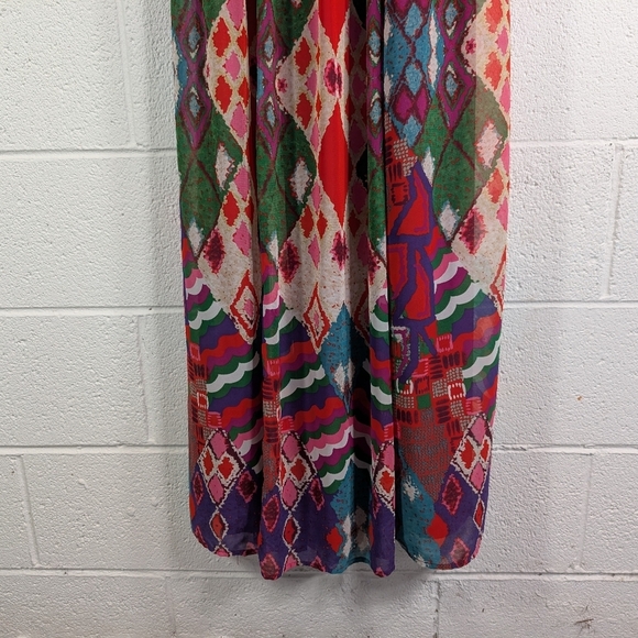 Maeve Dress Womens 2 Purple Green Multi Geometric Tarana Maxi Boho Lined - Picture 3 of 7